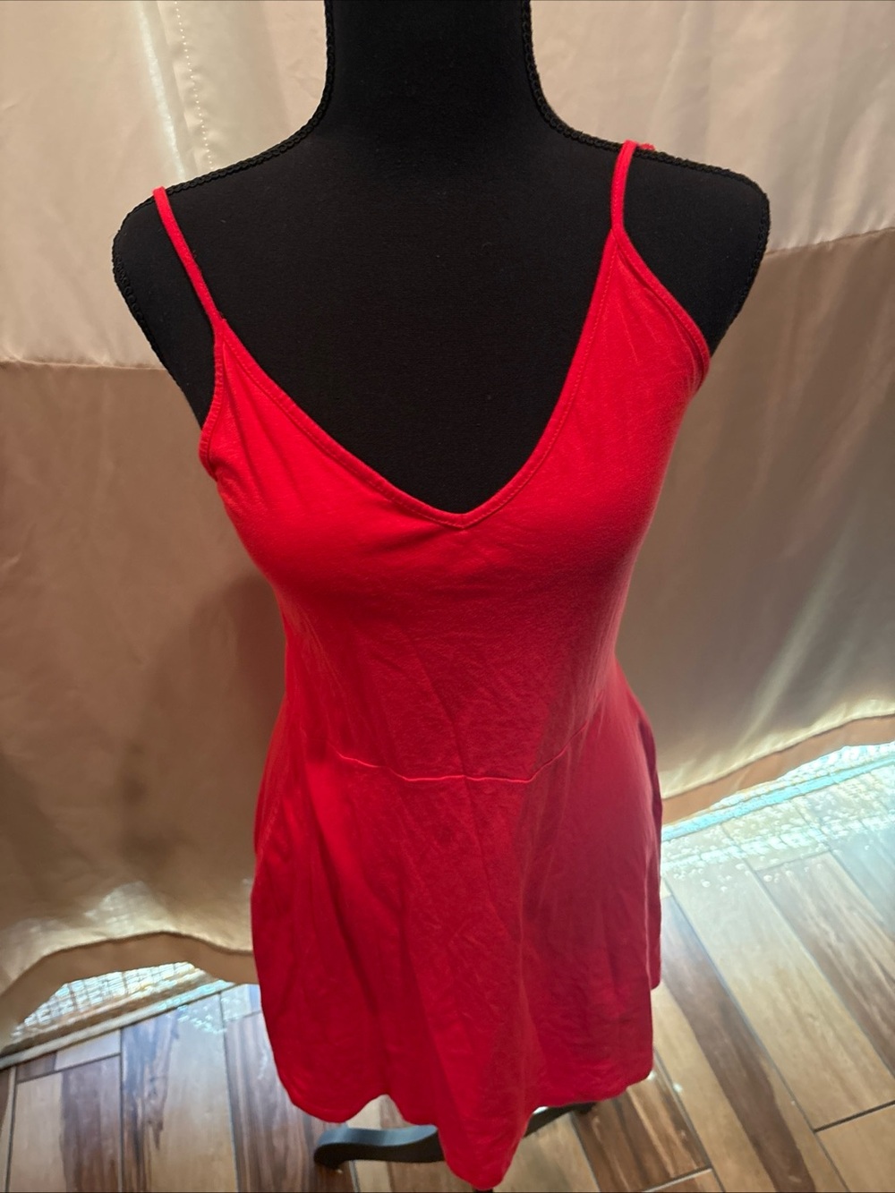 Divided Bright Red V-Neck Spaghetti Strap Midi Dress